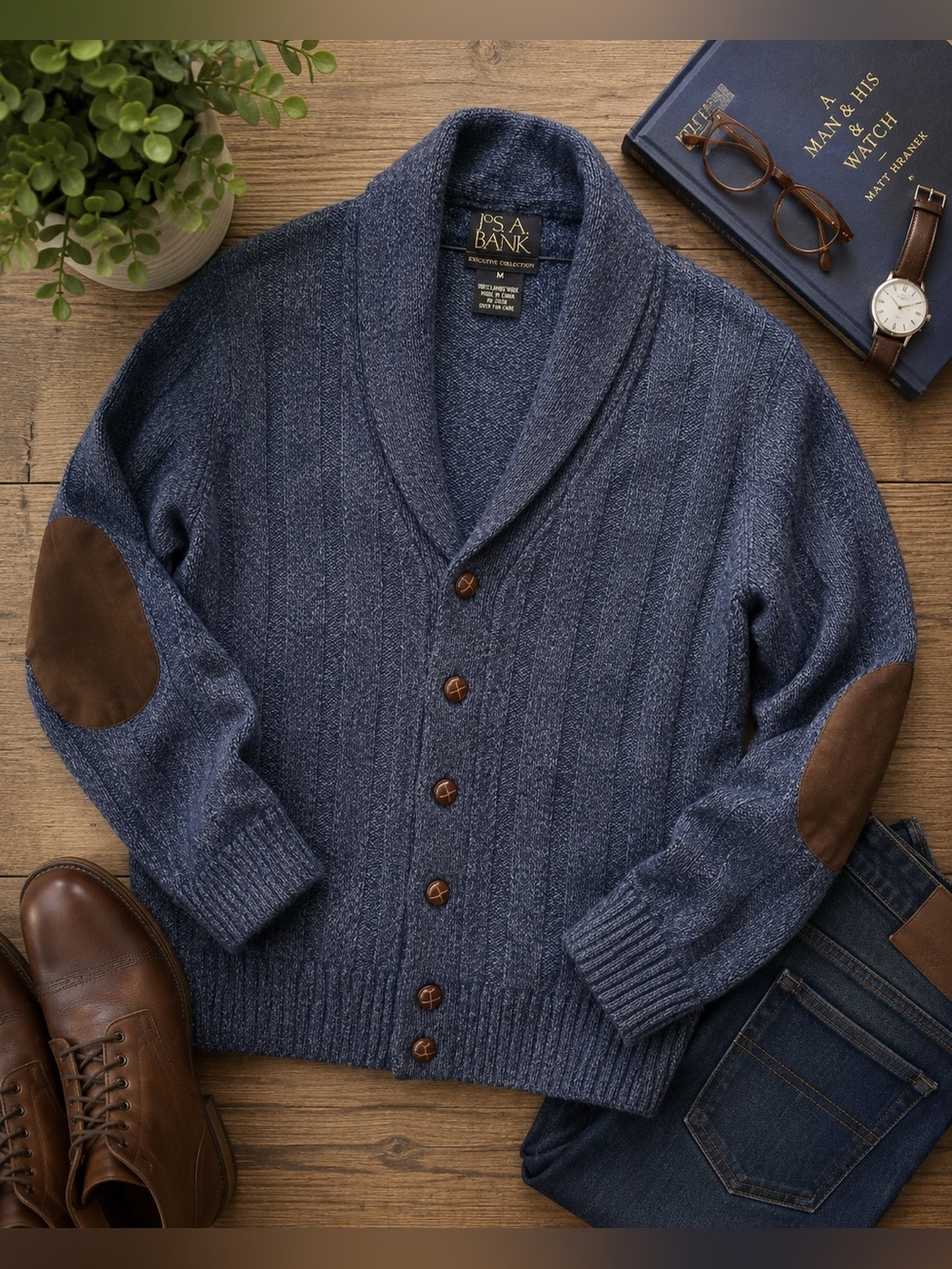 Jos. A. Bank Executive Collection Men’s Lambswool Shawl Collar Cardigan Sweater